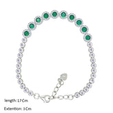 عصفور كريستال انسيال فضة تنس عيار 925 بتصميم دائري اخضر مرصع بالزركون - BM0085-WG